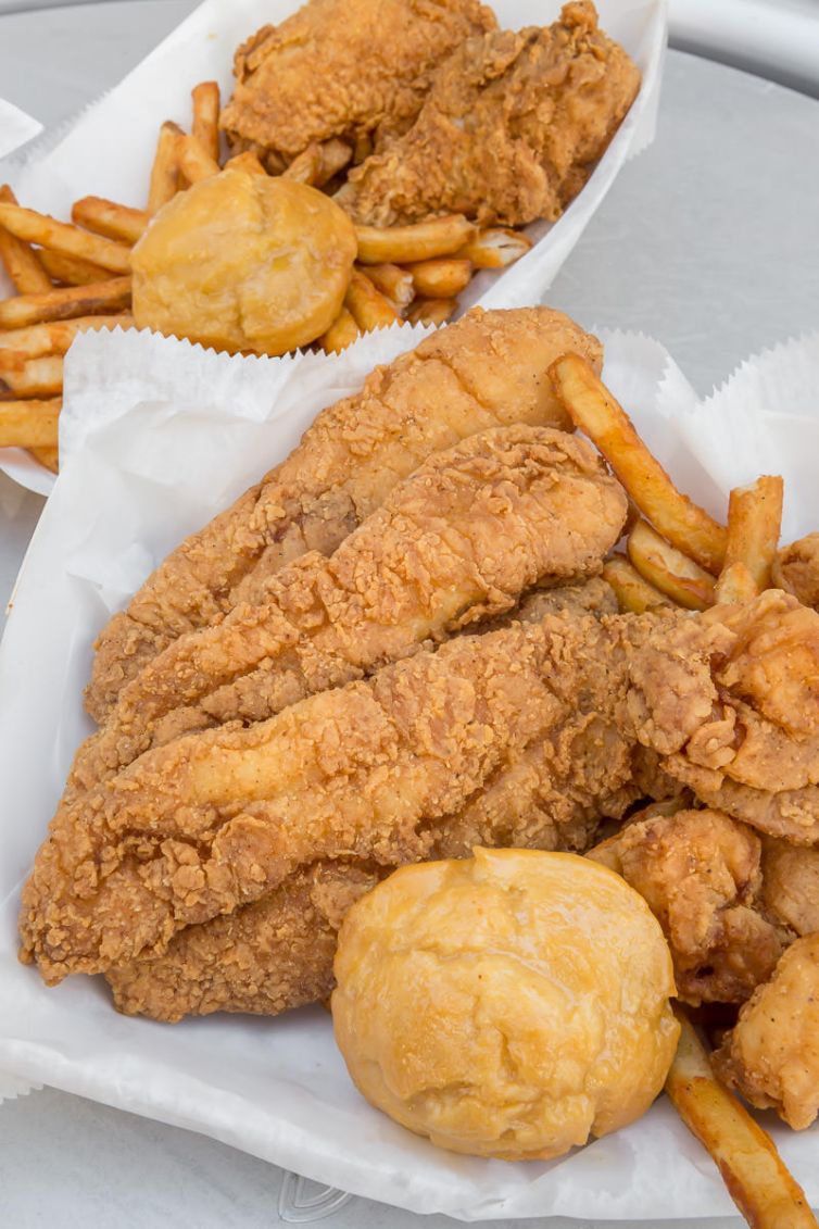 Seafood Platter & Fried Chicken - St. Louis Market - Grocery, Bar, Kitchen & Convenience Store located just off world famous Bourbon Street in the French Quarter of New Orleans.